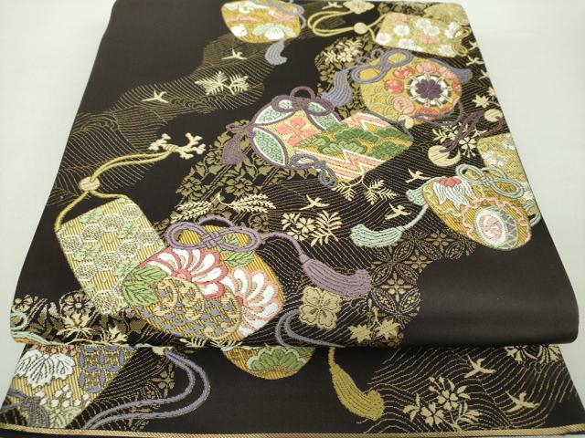 平和屋着物●六通柄袋帯　唐織　虎文錦　流麗富貴文　金糸　正絹　逸品　未使用　DAAZ0045ps