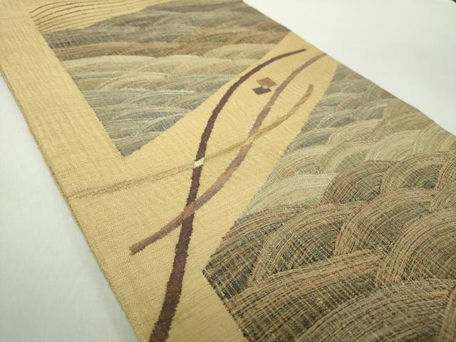 平和屋着物▽太鼓柄袋帯　スリーシーズン帯　春　夏　秋　すくい織　流水文　金糸　やまと誂製　正絹　逸品　DAAZ0046ps_1