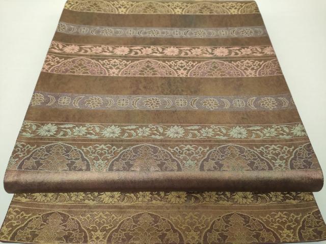 平和屋着物●六通柄袋帯　名物裂間道　金糸　引箔　正絹　逸品　DAAZ0049ps