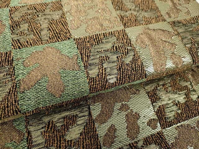 平和屋着物○両面 六通柄袋帯 市松文様 金銀糸 正絹 逸品 DAAZ0071ps