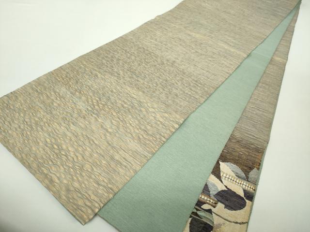 平和屋着物▽太鼓柄袋帯　スリーシーズン帯　春　夏　秋　すくい織　もじり織　蔦の葉瓢箪　金糸　正絹　逸品　DAAZ0076ps 平和屋着物○太鼓柄袋帯 スリーシーズン帯 春 夏 秋 すくい織 もじり