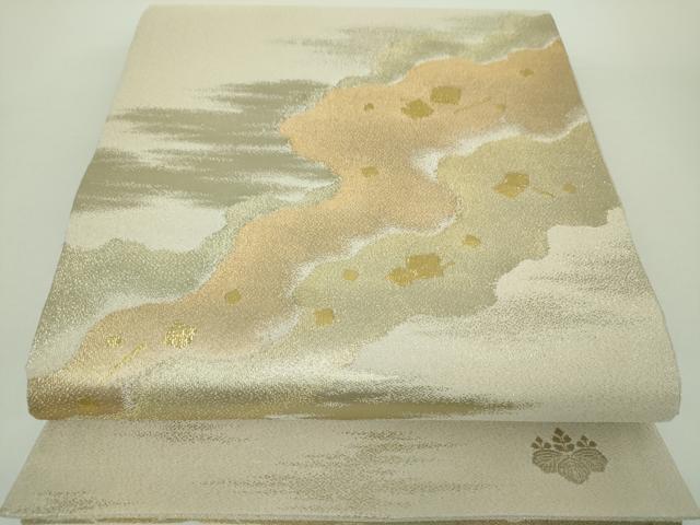 平和屋着物●綴れ　太鼓柄袋帯　霞文　金糸　正絹　逸品　DAAZ0078ps