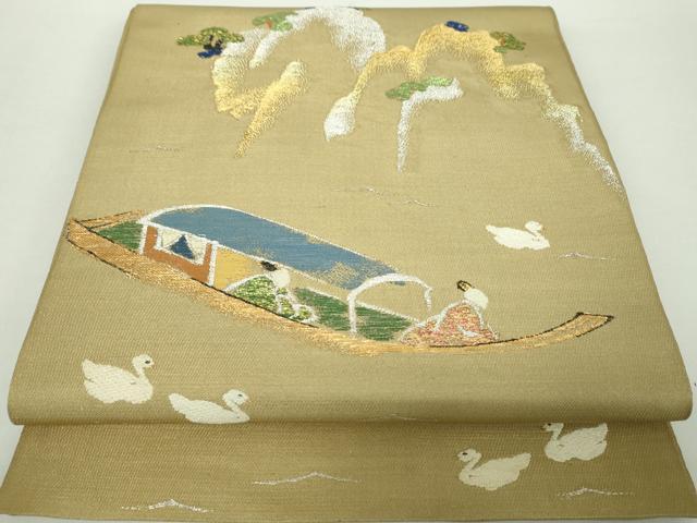 平和屋着物●龍村美術織物　龍村製　六通柄　本袋帯　仙舟錦　金銀糸　正絹　逸品　DAAZ0081ps