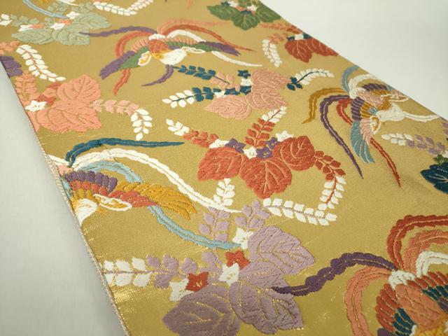 平和屋着物○佐賀錦 六通柄袋帯 唐織 鳳凰桐文 金糸 正絹