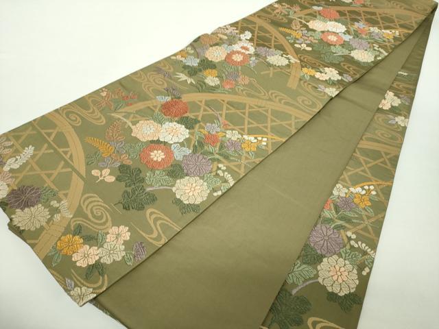 平和屋着物●六通柄袋帯　唐織　秋野光悦垣紋　金糸　正絹　逸品　DAAZ0092ps 平和屋着物○六通柄袋帯 唐織 秋野光悦垣紋 金糸 正絹 逸品