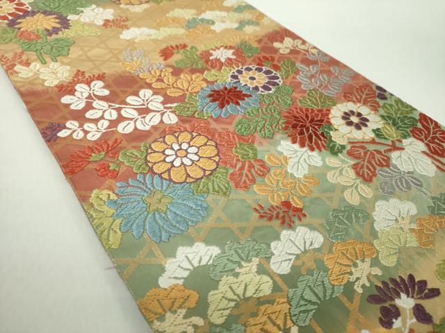 平和屋着物●六通柄袋帯　唐織　草花文　金糸　正絹　逸品　DAAZ0096ps 平和屋着物○六通柄袋帯 唐織 草花文 金糸 正絹 逸品 DAAZ0096ps