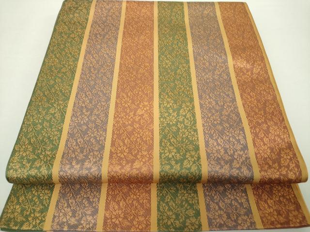 平和屋着物●全通柄　本袋帯　草花間道　金糸　正絹　逸品　DAAZ0100ps