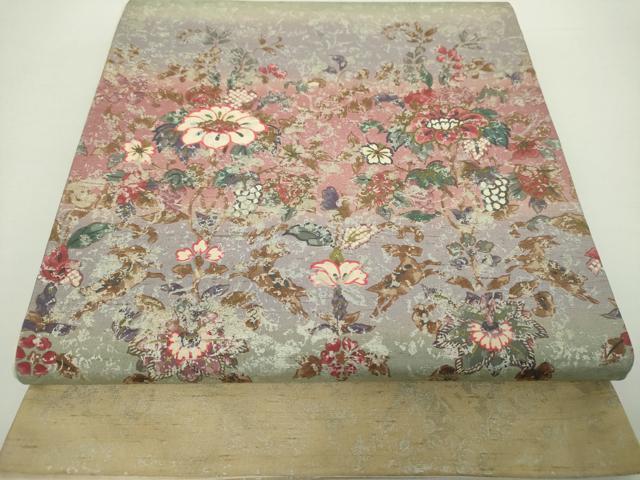 平和屋着物●太鼓柄袋帯　紬地　鳥獣花文　金銀彩　正絹　逸品　DAAZ0106ps