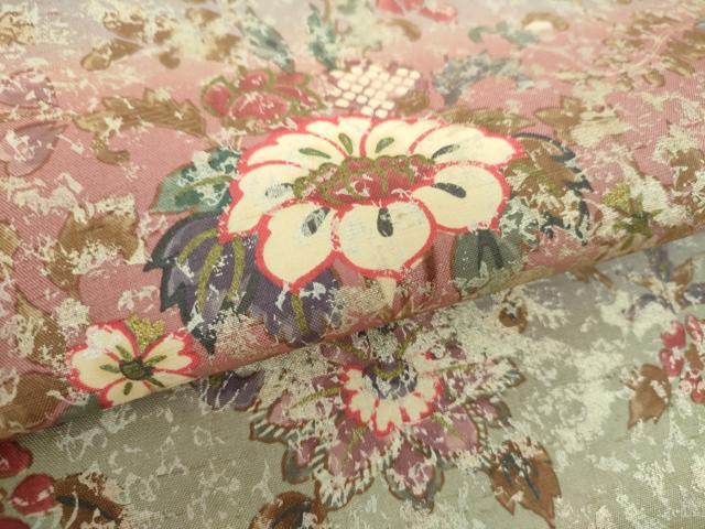 平和屋着物○太鼓柄袋帯 紬地 鳥獣花文 金銀彩 正絹 逸品