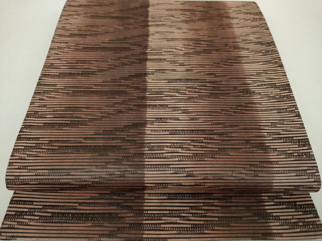 平和屋着物●六通柄袋帯　紙布　間道　正絹　逸品　DAAZ0111ps