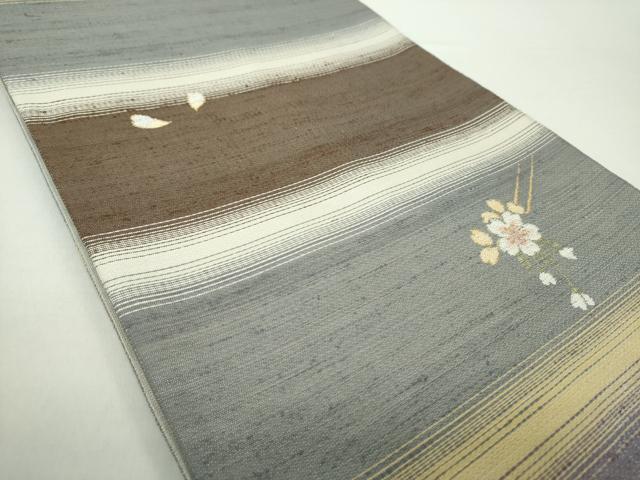 平和屋着物●両面　全通柄袋帯　紬地　舞桜　花簪　月の満ち欠け　金銀糸　正絹　逸品　DAAZ0119ps 平和屋着物○両面 全通柄袋帯 紬地 舞桜 花簪 月の
