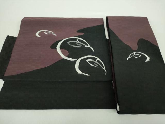 平和屋着物●綴れ　つけ帯　雪兎　正絹　逸品　DAAZ0139ps