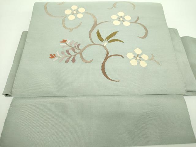 平和屋着物●爪掻き本綴れ　ワンタッチつけ帯　花唐草文　正絹　逸品　DAAZ0140ps