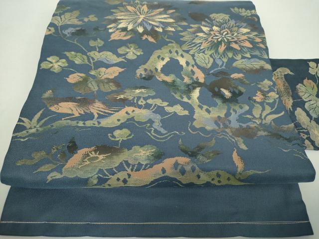 平和屋着物●爪掻き本綴れ　九寸名古屋帯　花鳥文　金糸　正絹　逸品　DAAZ0156ps