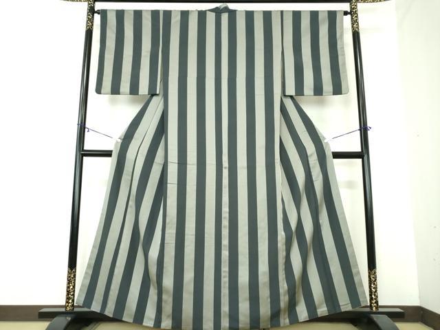 平和屋着物●上質なお召　間道　正絹　逸品　DAAZ0234ps