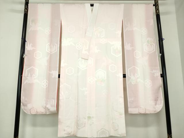 平和屋着物●中国三大刺繍　スワトウ刺繍　汕頭刺繍　長襦袢　袷　亀甲折鶴花地紋　暈し染め　正絹　逸品　DAAZ0235ps