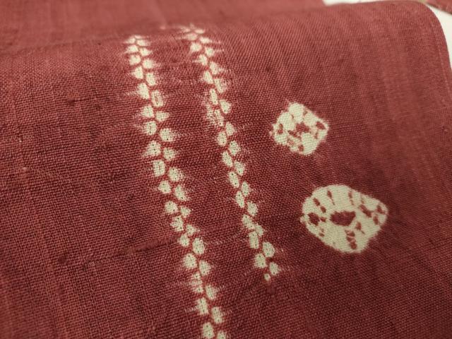 平和屋着物○九寸名古屋帯 生紬 絞り 霞文 正絹 逸品 未