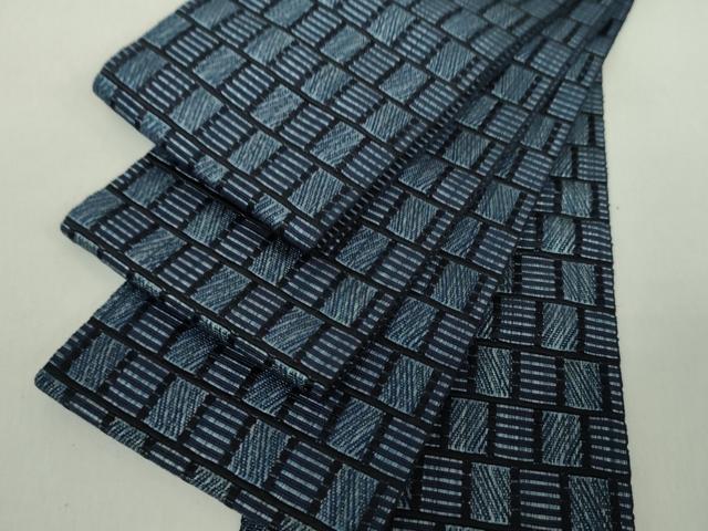 平和屋着物●男性　本場筑前博多織　角帯　変わり格子　正絹　逸品　未使用　DAAZ0325ps