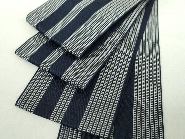 平和屋着物●男性　本場筑前博多織　両面　角帯　献上　正絹　逸品　未使用　DAAZ0329ps