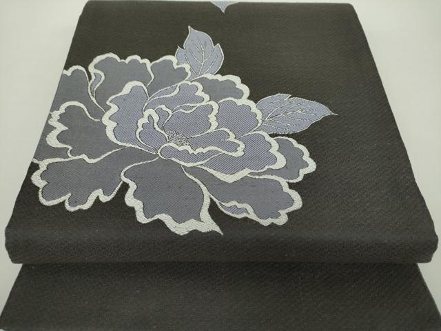 平和屋着物▽太鼓柄袋帯　スリーシーズン帯　春　夏　秋　紬地　牡丹文　正絹　逸品　DAAZ0339ps