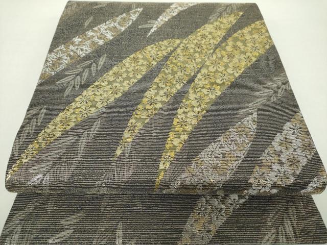 平和屋着物●六通柄袋帯　草花文　金銀糸　正絹　逸品　DAAZ0350ps
