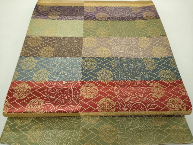 平和屋着物●善之助　着物ブランド　一期一会　全通柄袋帯　流水片輪車花文　金彩　正絹　逸品　DAAZ0357ps