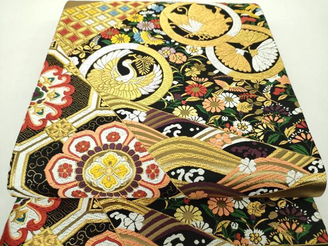 平和屋着物●六通柄袋帯　唐織　慶長錦織　蜀江飛鶴舞蝶花丸文　金銀糸　正絹　逸品　DAAZ0367ps