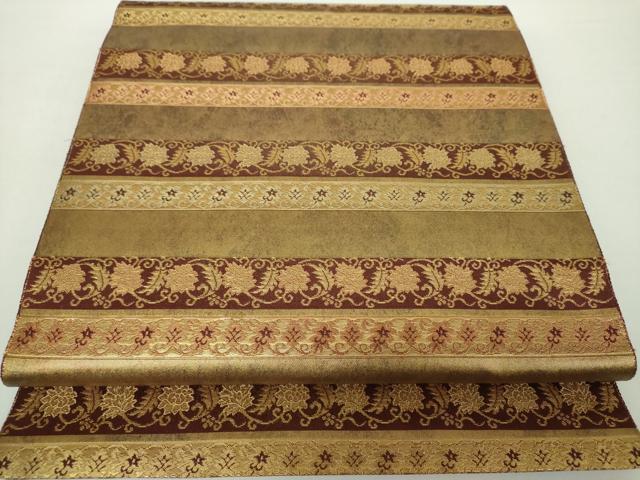 平和屋着物●西陣織　陰山織物謹製　箔屋清兵衛　六通柄袋帯　名物裂間道　金糸　正絹　逸品　DAAZ0368ps