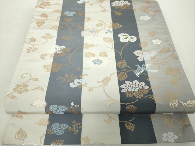 平和屋着物●六通柄袋帯　唐織　花鳥文　金糸　三越扱い　正絹　逸品　DAAZ0397ps
