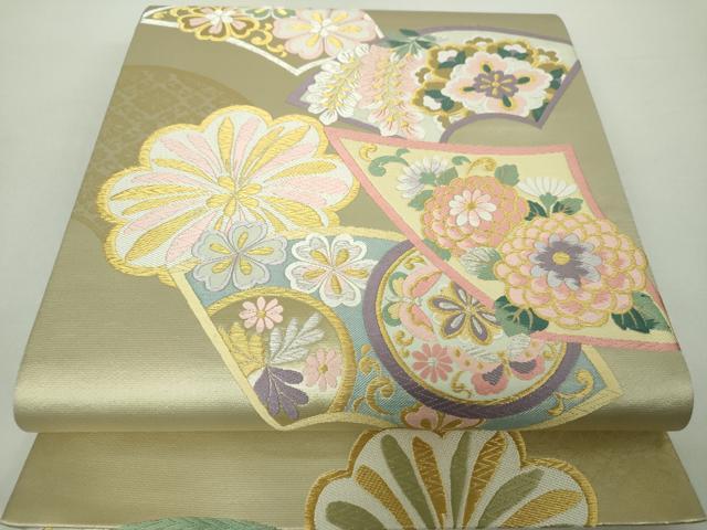 平和屋着物●西陣　六通柄袋帯　唐織　百花扇散らし　金銀糸　証紙付き　正絹　逸品　未使用　DAAZ0405ps