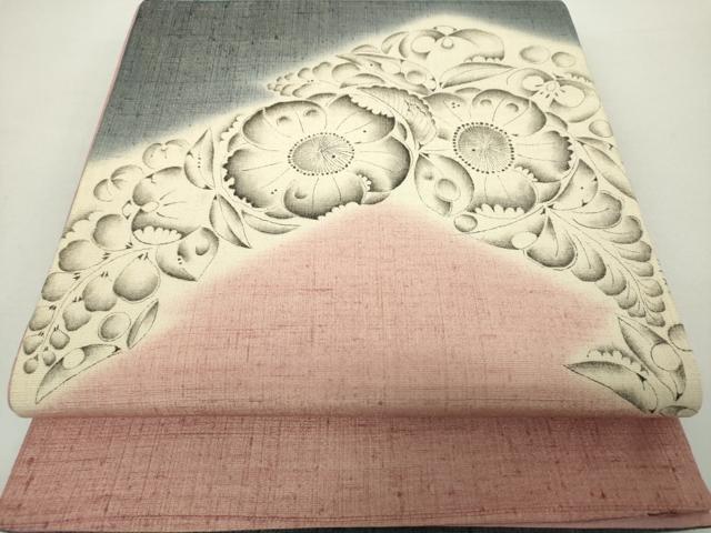 平和屋着物●西洞院辻が花　大脇一心　太鼓柄袋帯　紬地　手描き　辻が花　金通し地　正絹　逸品　DAAZ0425ps