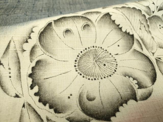 平和屋着物○西洞院辻が花 大脇一心 太鼓柄袋帯 紬地 手描き 辻が花 金