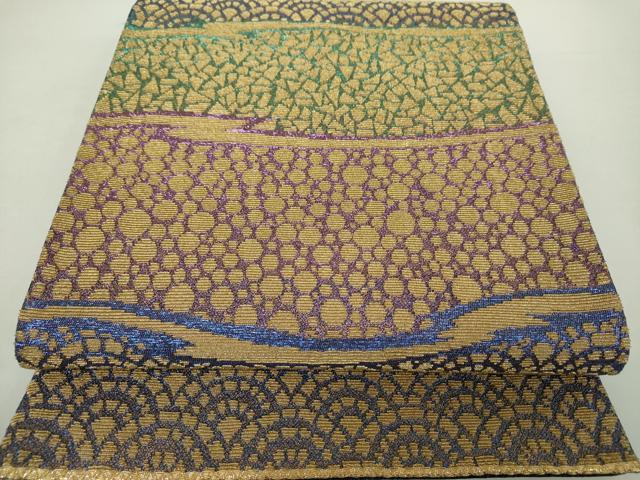 平和屋着物●極上　両面　全通柄袋帯　金華山織　霞青海波　金糸　正絹　逸品　DAAZ0437ps