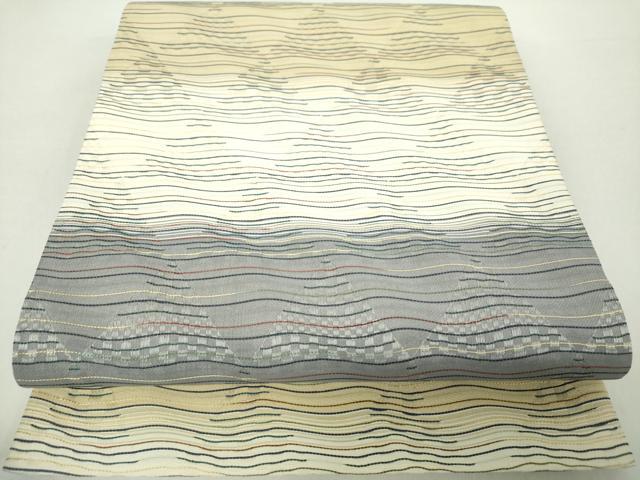 平和屋着物●六通柄袋帯　市楽波筬織　正絹　逸品　DAAZ0448ps