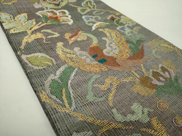 平和屋着物▽中国三大刺繍　相良刺繍　六通柄袋帯　スリーシーズン帯　春　夏　秋　櫛織り　鳳凰更紗花文　金銀糸　正絹　逸品　DAAZ0455ps 平和屋着物○中国三大刺繍 相良刺繍 六通柄袋帯 スリーシーズン