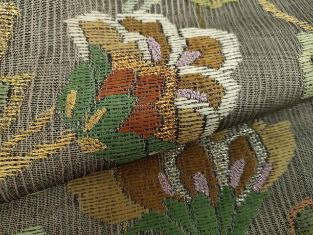 平和屋着物○中国三大刺繍 相良刺繍 六通柄袋帯 スリーシーズン