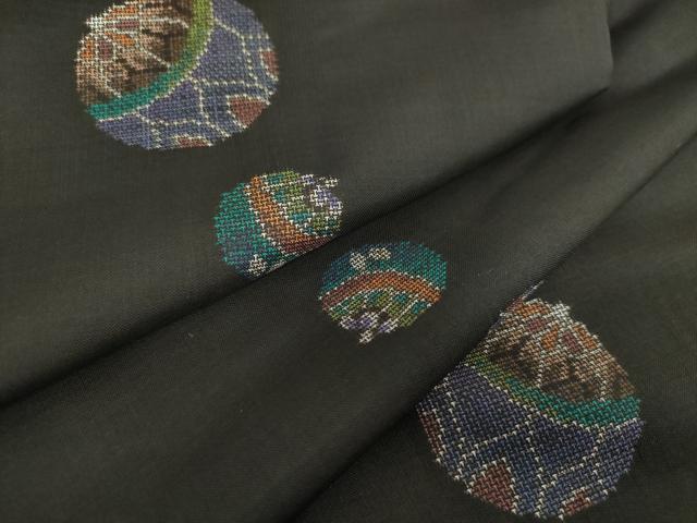 平和屋着物●本場大島紬　9マルキ　地空　花手毬　正絹　逸品　DAAZ0475ps