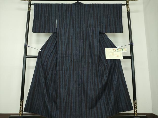 平和屋着物●本場結城紬　重要無形文化財　結織苑　100亀甲　竹節　保証書・証紙付き　正絹　逸品　DAAZ0486ps