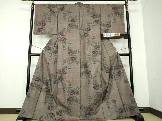 平和屋着物●本場大島紬　9マルキ　古代染色純泥染　舞花文　原田紬工場謹製　証紙付き　正絹　逸品　未使用　DAAZ0504ps