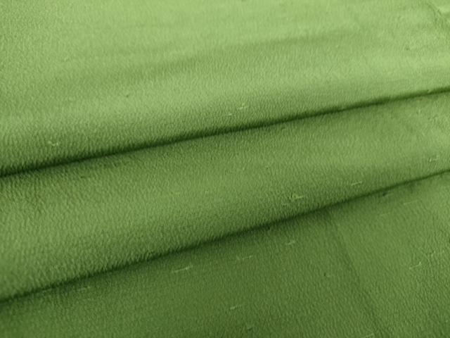 平和屋着物●上質な色無地　お召縮緬　老竹色　正絹　逸品　未使用　DAAZ0551ps