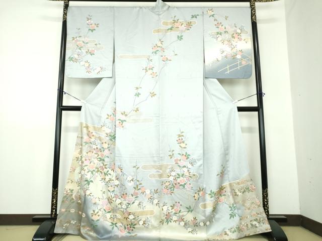 平和屋着物●訪問着　霞吉祥花文　暈し染め　金彩　正絹　逸品　DAAZ0555ps