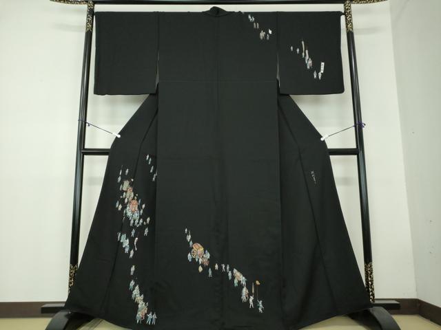 平和屋着物●訪問着　時代まつり　黒地　金彩　正絹　逸品　DAAZ0656ps