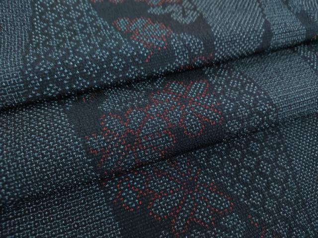 平和屋着物●本塩沢　110亀甲　切嵌花文　正絹　逸品　未使用　DAAZ0657ps