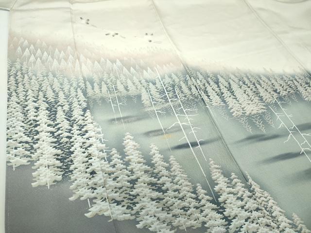 平和屋着物○訪問着 飛鶴風景 暈し染め 金銀彩 正絹 逸品