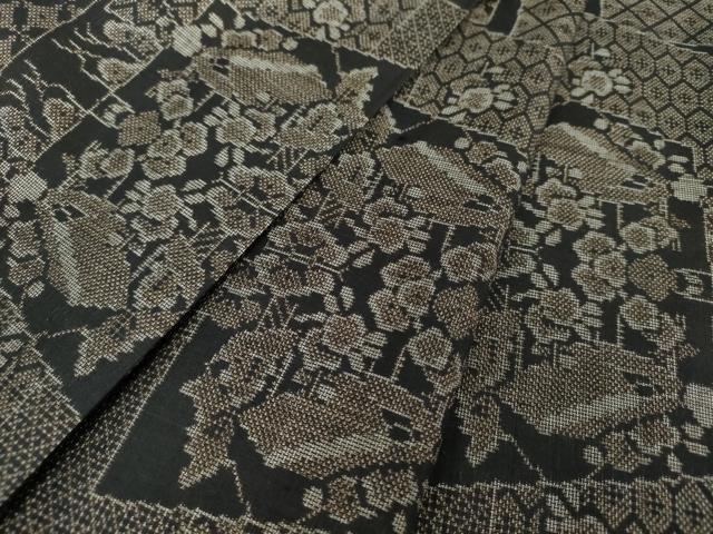 平和屋着物●本場大島紬　9マルキ　色紙重ね風景花文　正絹　逸品　未使用　DAAZ0694ps