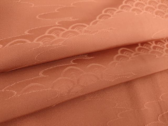 平和屋着物●上質な色無地　雲取り青海波地紋　東雲色　正絹　逸品　DAAZ0703ps