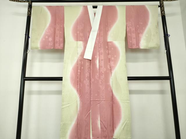 平和屋着物●上質な長襦袢　無双仕立て　枝垂れ桜地紋　暈し染め　正絹　逸品　DAAZ0709ps