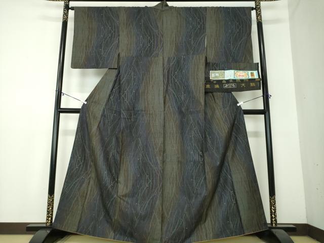 平和屋着物●本場大島紬　9マルキ　彩泥　露芝文　永長織物謹製　証紙付き　正絹　逸品　DAAZ0729ps