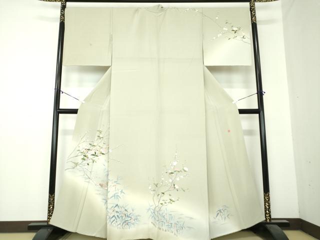 平和屋着物●訪問着　友禅　作家物　立波花鳥文　暈し染め　正絹　逸品　DAAZ0749ps