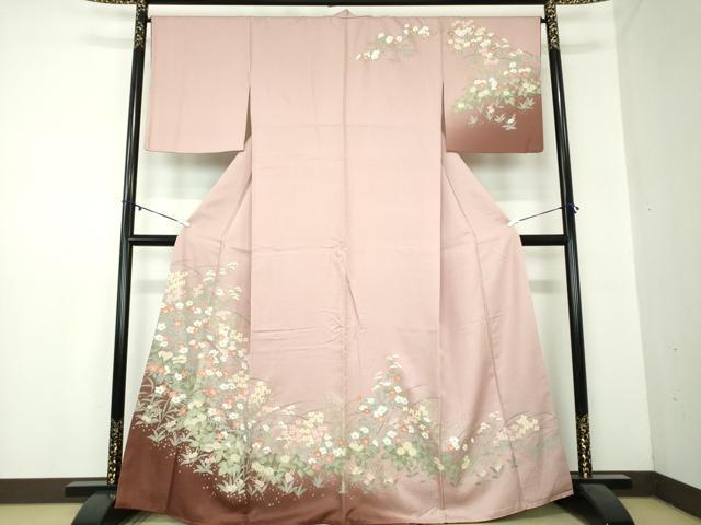平和屋着物●訪問着　草花文　暈し染め　金彩　鈴乃屋扱い　正絹　逸品　DAAZ0753ps